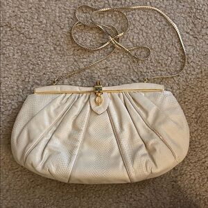 Vintage Judith Leiber Cream and Gold Clutch